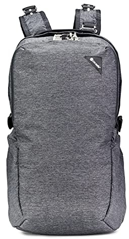 Pacsafe Vibe 25 - Anti-Diebstahl Backpack, Diebstahlschutz Daypack, Rucksack 25 Liter, Grau Melange/Granite Melange