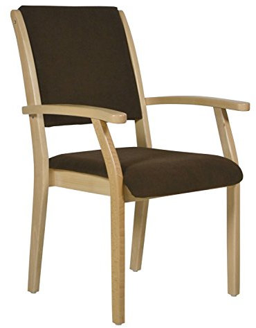 DEVITA - Seniorenstuhl Pflegestuhl Kerry - Verschiedene Sitzhöhen wählbar von 43 cm bis 55 cm (49 cm Sitzhöhe, Holz: Buche hell - Bezug: 145 Microfaser Braun)