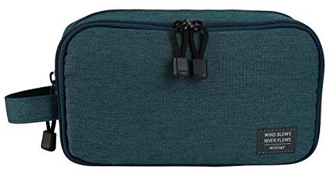 Faletony Kleiner wasserdichte Kulturbeutel Reise Kulturtasche Waschtasche für Herren und Damen, für Reise, Sport und Wandern, Schwarz/Grau/Blau (Dunkelblau)