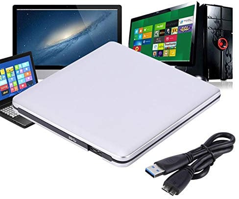 unità Dvd Esterna USB 3.0, masterizzatore Dvd/CD-RW unità Portatile Slim CD Portatile unità Ottica per Netbook Laptop Desktop(Argento)