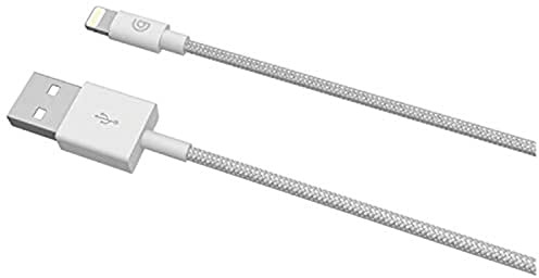 Griffin Charge & Sync Braided Cable with MFi Lightning Connector for iPhone & iPad (1 metre) (Silver)