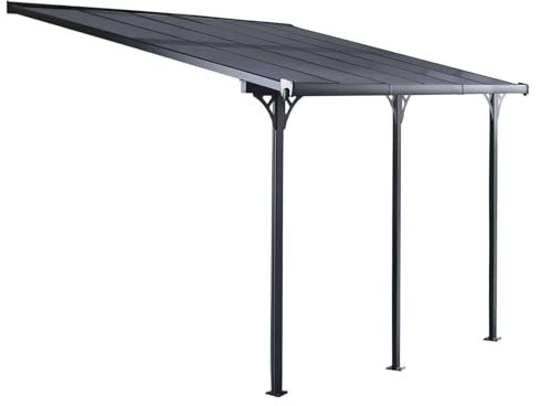 Gardiun Pérgola de Pared Elliot 11 m² 435x254x220/260 cm en Aluminio y Paneles de Policarbonato Anti UV | Pórticos Ajustables