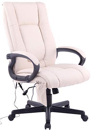 CLP Silla De Oficina Sparta XM con Función De Masaje I Silla De Escritorio Ergónomica Tapizada En Tela I Silla Ejecutiva Ajustable I Color:, Color:Crema