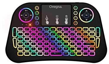 Ovegna i10 Mini clavier sans fil 2,4 GHz QWERTY espagnol sans fil ergonomique avec pavé tactile pour Smart TV, Mini PC, HTPC, console, PC Windows, Android, MacOS, Linux