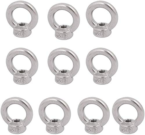 POFET 10 Stück M6-316 Edelstahl DIN582 Hebeösen Muttern Schrauben Marine Kabel Seilring Marine Hebeöse Mutter für Kabel