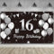 Happy 16th Birthday Hintergrund Banner Extra Großer Stoff Schwarz Silber 16th Birthday Schild Poster Fotografie Hintergrund Banner für Süßes 16th Birthday Anniversary Party Dekor, 183 x 100 cm