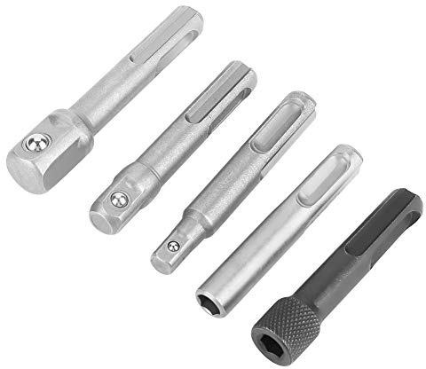 Adaptador SDS Plus Adaptador de enchufe de acero + Adaptador de portabrocas SDS Extensión hexagonal, Adaptador SDS Plus a SDS Max Accesorios para herramientas eléctricas 5 Tamaños