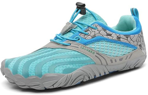 SAGUARO Niños Niño Niña Zapatillas Barefoot Zapatos Minimalistas Transpirables Calzado Barefoot Antideslizante Zapatillas de Trail Running Azul,Gr.33