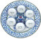 Aviv Judaica Artistic Floral Hamsa Passover Seder Plate 13.5 Ceramic Sader Dish with 6 Mini Plates for Symbolic Seder Foods Stunning Round Pessah Tray Chamsa Pesach Decor Plates