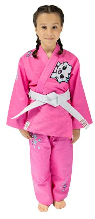 Uone | Tuta Judo | 350gsm per ragazza (rosa, 120)