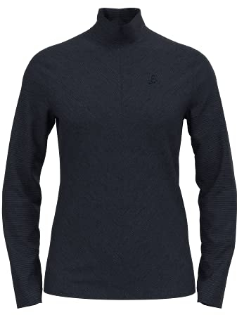 Odlo Damen Langarm Shirt mit Reißverschluss ROY, dark sapphire - black - stripes, M