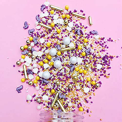 Streusel Gold Nixe Mix Meerjungfrau 180g von Streusel Glück weiss flieder gold bunte Sprinkles - Zuckerstreusel perfekt für Kindergeburtstag Geburtstag Mermaid Mädchen Cupcakes Muffins Cakepops