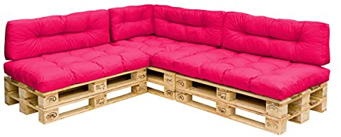 Royal Schneider Set Sitzkissen Rückenkissen Palettensofa Palettenpolster - 7er Set - 3Stk. 120x80 + 3Stk. 120x40 + 1Stk. 60x40, Farbe - Himbeere