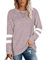 MOLERANI Damen Langarm Rundhals Freizeit T Shirts Blusen Sweatshirts Tunika Tops mit Tasche (M, Grau Rosa)