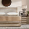 Damier Satin Spannbettlaken 200x200cm Beige Seide Glänzend Bettlaken Hochwertiges Satin Streifen Spannbetttuch, geeignet für Matratzen bis 30cm