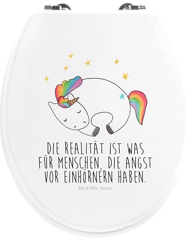 Mr. & Mrs. Panda Motiv WC Sitz Einhorn Nacht - Geschenk, Toilettendeckel, WC-Sitz, Unicorn, Klodeckel, Einhorn Deko, Menschen, Einhörner, Klobrille,