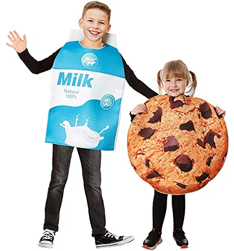 Snailify Kids Milk Carton Box and Cookies Costume Halloween Food Outfit for Unisxe Child Girls Boys