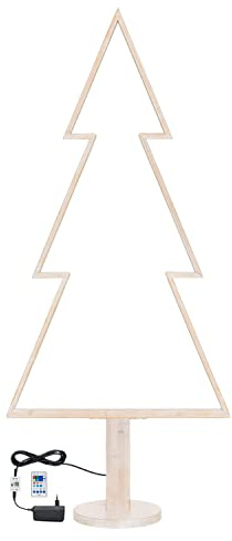 Magie di Natale Abete triangolare luminoso con led multicolor e base in legno decorazione natalizia (90)