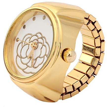 Fingerring aus Edelstahl mit Rosenquarz für Damen Herren, Stressabbau in Goldfarben, Hip-Hop DIY Schmuck Accessoire
