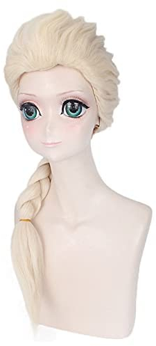 Prinzessin Elsa Lange Zopf Perücke Cosplay Kostüm Damen Hitzebeständige Kunsthaar-Party-Perücken