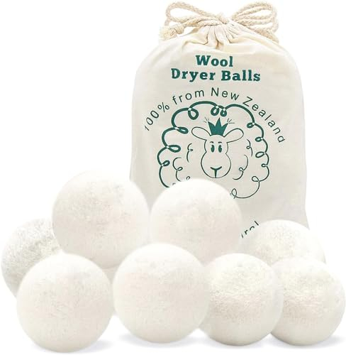 Balles de séchage en laine naturelle,Balles Adoucissantes de Tissu,100% laine, Réduit le Temps de Séchage,Réutilisable,Vêtements plus Doux (8 boules)