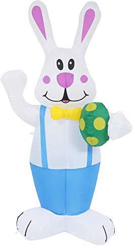 LABRIMP 1satz Aufblasbarer Osterhase Mit -Beleuchtung Lustige Garten-Dekoration Für Ostern Partydekoration Für Gäste Schnell Aufblasbar Wetterfest Und Leuchtend
