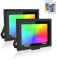 Willpower 2pz RGB Faretto LED da Esterno 50W, Faretto LED Cambio Colore RGB Modalità di Strobo DIY, con Telecomando, 16 Colori, Impermeabile Proiettore per Interno Esterno Giardino Cortile Partito