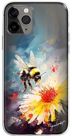 SmartGiftShop British birds Woodland Animals Case OIL Palette Knife Art CLEAR Phone Cover Case Exclusive Artwork for iPhone 13 - Bumble Bee