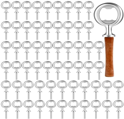 Kit apribottiglie in metallo vuoto in acciaio inox, inserti aperti per matrimoni, feste di vino, progetti fai da te, lavorazione del legno (argento, 60 pezzi)