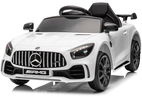 LALAHO Voitures électriques pour Enfants Mercedes Benz AMG avec Télécommande 2.4G, Véhicule électrique Enfant 2 Portes avec MP3 (Blanc)