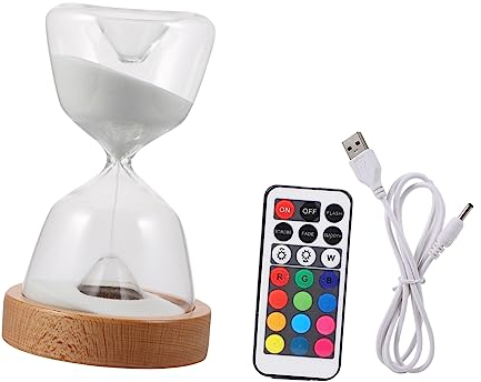 Housoutil 1 Jeu Sablier Veilleuse Sablier Créatif Sablier Led Lampe Veilleuse Sablier Personnel Blanche Lumière De Charge En Bois Dormir Avec