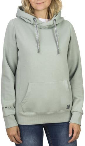 DENIMFY Hoodie Damen Regular Fit DFEmma Kapuzenpullover Pullover Cross-Over Kragen Grün M, Größe:M, Farben:Jadeite Green (52202)