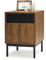 Mondeer Tables de Chevet, Table d'Appoint avec Porte et Pieds en Métal, Grand Espace de Rangement et Cloison Amovible, pour Chambre à Coucher Salon, 37 x 53 x 40 cm, Marron Rustique et Noir