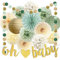 Salbeigrüne Baby Shower Deko Babyparty Dekoration Junge Oh Baby Banner Papier Pom Poms Blumen Papierfächer Laternen Grüne Gold Baby Shower Dekoration Boy or Girl Gender Reveal Geburtstag Party