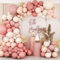 Kit Arco Palloncini Rosa per Addobbi Compleanno, Baby Shower, Birthday Girl, Decorazioni Battesimo Bimba - Con Palloncini Arancione Tenue e Bianco Sabbia