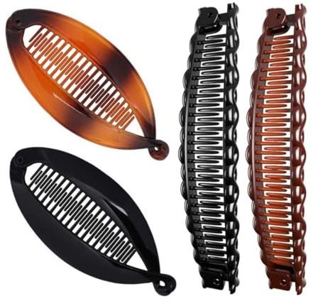 Juego de 4 pinzas de pelo de plátano retro para rizos gruesos, Banana Clip,accesorios para el cabello de cola de pez, peines de dos pinzas de plátano para mujeres y niñas