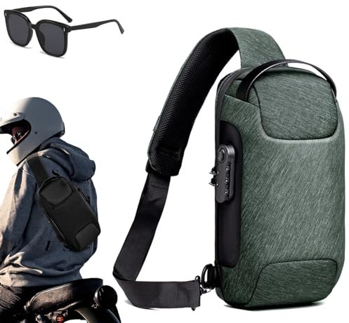 New Carbon Fiber Streamline Anti-Theft Sling Bag,Rotateepic Sling Bag,Crossbody Bag Anti Theft Sling Bag,Mens Crossbody Bag Anti Theft Locking Zipper (Green)
