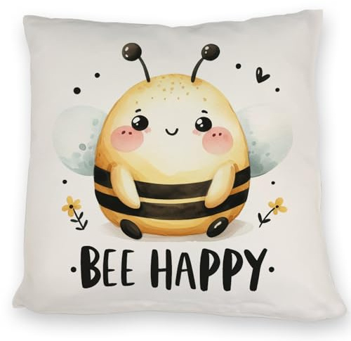 speecheese Biene Bee Happy Kissen Niedliche Cartoon-Zeichnung Dick flauschig Freundlich glücklich Perfekte Dekoration für jedes Zuhause
