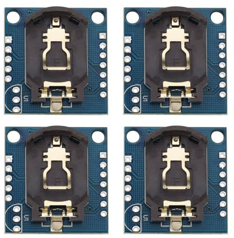 eMagTech DS1307 RTC Echtzeituhr-Modul, I2C, Echtzeituhr-Chip, 28 x 27 x 9 mm, DS1307 RTC-Chip, winziges RTC-I2C-Modul, kompatibel mit Raspberry Pi ESP und vielen mehr, ohne Batterie, 4 Stück