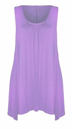 Ladies Summer Tops Womens Tops Vest Tops Women UK Womens Tunic Tops Ladies Tops Sleeveless Blouse Plus Size Swing Flared Tops Ladies Long Tops Size 8-30 Lilac 24-26
