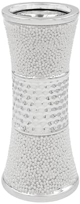 Silver Chrome Vase Ornaments - Flower Vases for Centerpieces, Modern Ceramic Pearlescent Vase for Home, Wedding, Living Room, Office (Large Vase)