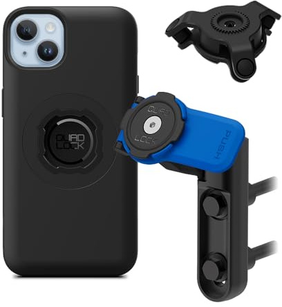 Quad Lock Motorcycle Brake Clutch Phone Mount Kit with Vibration Dampener and iPhone 14 Pro Max MAG Case