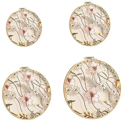 Avejjbaey 4 Stück Boho-Wandkorb-Dekor, handgefertigt, gestrickte Wanddekoration, Hohle Bambus-Hängedekoration, gestrickte