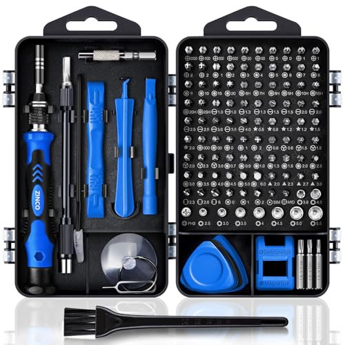 ZINCO Feinmechaniker Schraubendreher Set Mini Werkzeug - 124 in 1 Präzisions Werkzeug Kit Mit 101 Bits für PC Computer Laptop PS5 iPhone iPad Switch Xbox Macbook Uhr Spielzeug Brille Kamera (Blue)