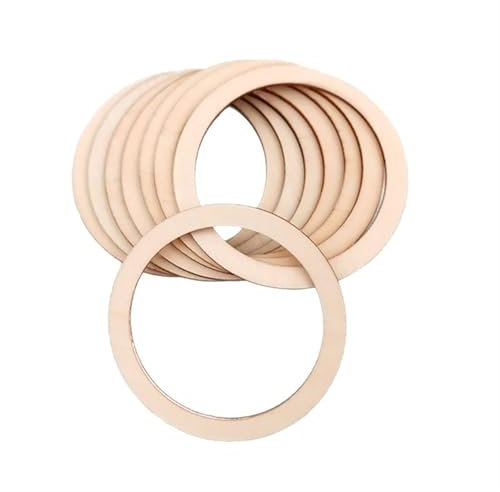 HUANRAN Lot de 10 Anneaux Plats en Bois Naturel Brut de 6 cm for Bricolage, Pendentif, Anneau et connecteurs, Fabrication de Bijoux, matériaux artisanaux en Bois, Cadeau Artistique Fait à la Main