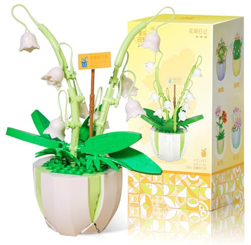 Darryy Juego de Construcción de Ramo de Flores de Mini Ladrillos, Flores de Construccion, Bloques de Construcción de Flores Artificiales (Lirio de los Valles)