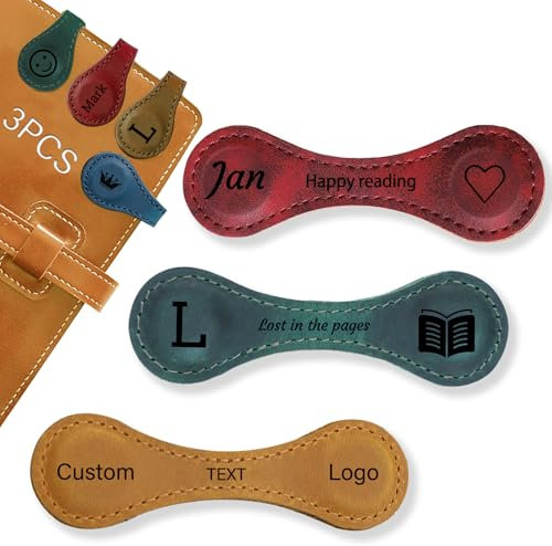 3 Stück Personalisiert Lesezeichen Magnetisch,Leder Magnetisches Lesezeichen Vintage-Seitenmarkierungsclip Buchseitenhalter Buchliebhaber Lesergeschenk Personalisiert Geschenk (Personalisiert)