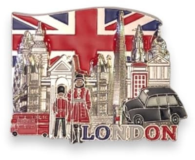 London Souvenirs Metal Fridge Magnets - British Union Jack England Magnet - London Bottle Opener Magnet (1, Silver Union Jack & London Icons)