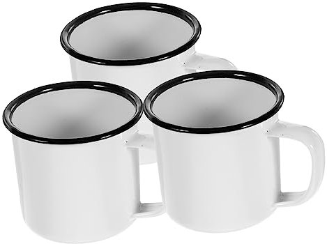 Cabilock 3 Piezas Vaso De Antiguo Taza De Esmalte Tazas De Esmalte Vasos De Colores Vasos para Beber La Taza De La Oficina Vaso De Café Vasos Antiguos Taza Blanca Taza De Te