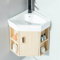Eckwaschbecken Mit Unterschrank, Eck Badezimmerschrank Mit Keramikwaschbecken, Waschtischunterschrank Hängend, Soft Close Türen Hängend Möbel Set, Dreieckiges, Gäste Wc